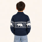 Jongens Trui met IJsbeer Jacquard | Halfhoge Kraag
