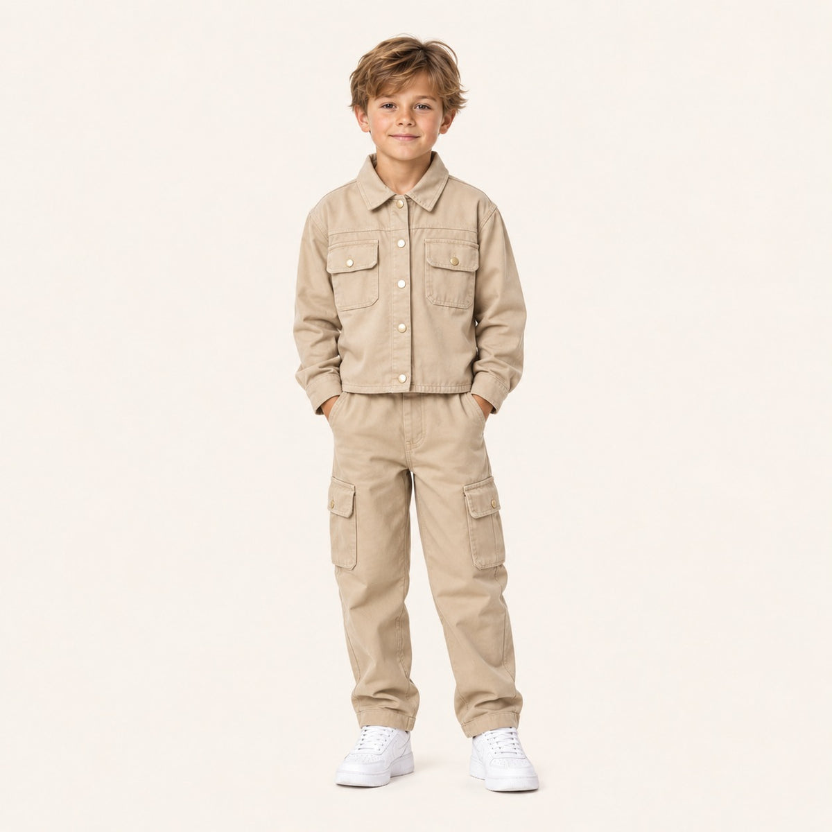 Jongens Katoenen Overshirt Set met Drukknopen | 2 kleuren