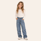 Meisjes Wijde Jeans met Strassteentjes