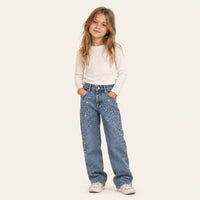 Meisjes Wijde Jeans met Strassteentjes