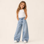 Meisjes Denim Wide Leg Jeans Stonewash | Blauw