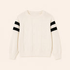 Jongens Kabelgebreide Raglan Trui met Streepdetail