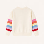 Meisjes Gebreid Vest met Regenboogstrepen op de Mouwen