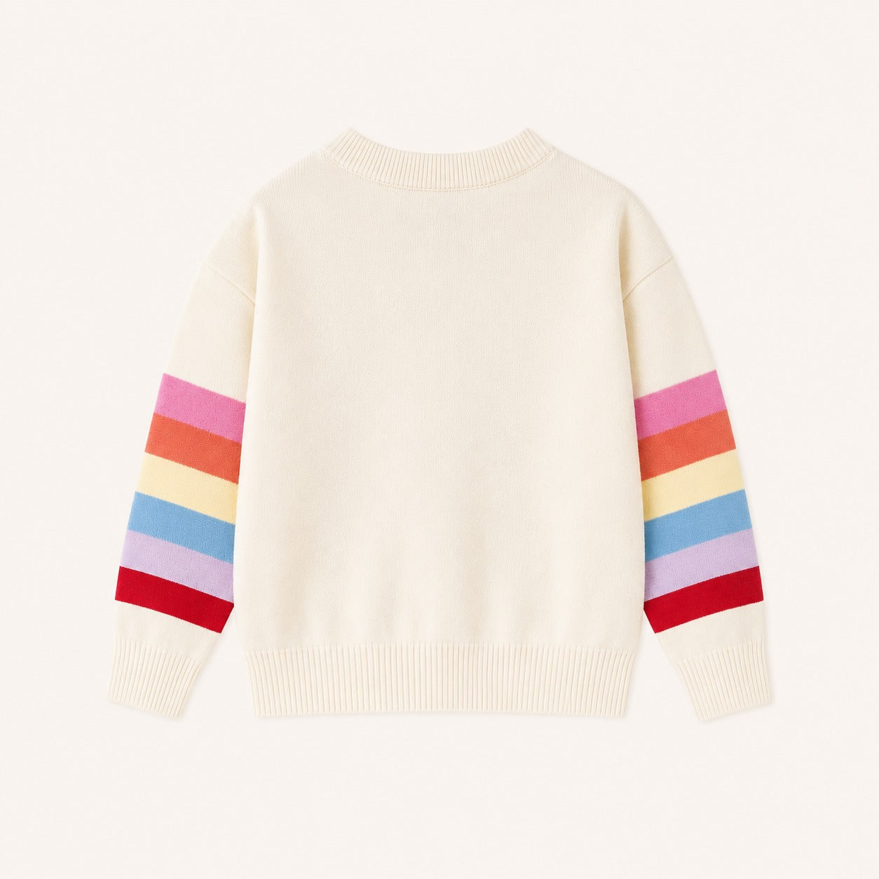 Meisjes Gebreid Vest met Regenboogstrepen op de Mouwen