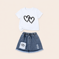 Zomerset met Hartjes T-shirt en Denim Short voor Meisjes