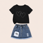 Zomerset met Hartjes T-shirt en Denim Short voor Meisjes