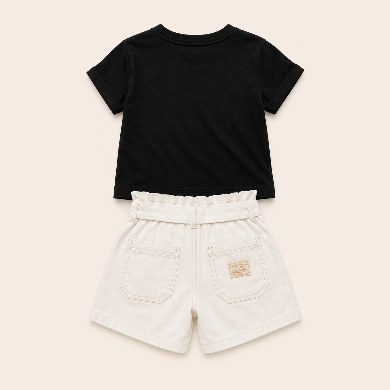 2-Delige Meisjesset met Kersen T-shirt en Witte Denim Short