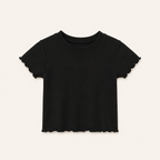 Meisjes Geribd T-shirt met Ruches | 6 kleuren