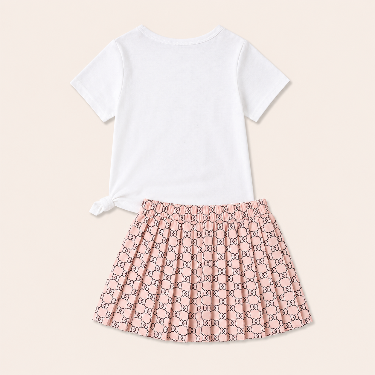 Trendy T-shirt met Geplooide Rok Set voor Meisjes
