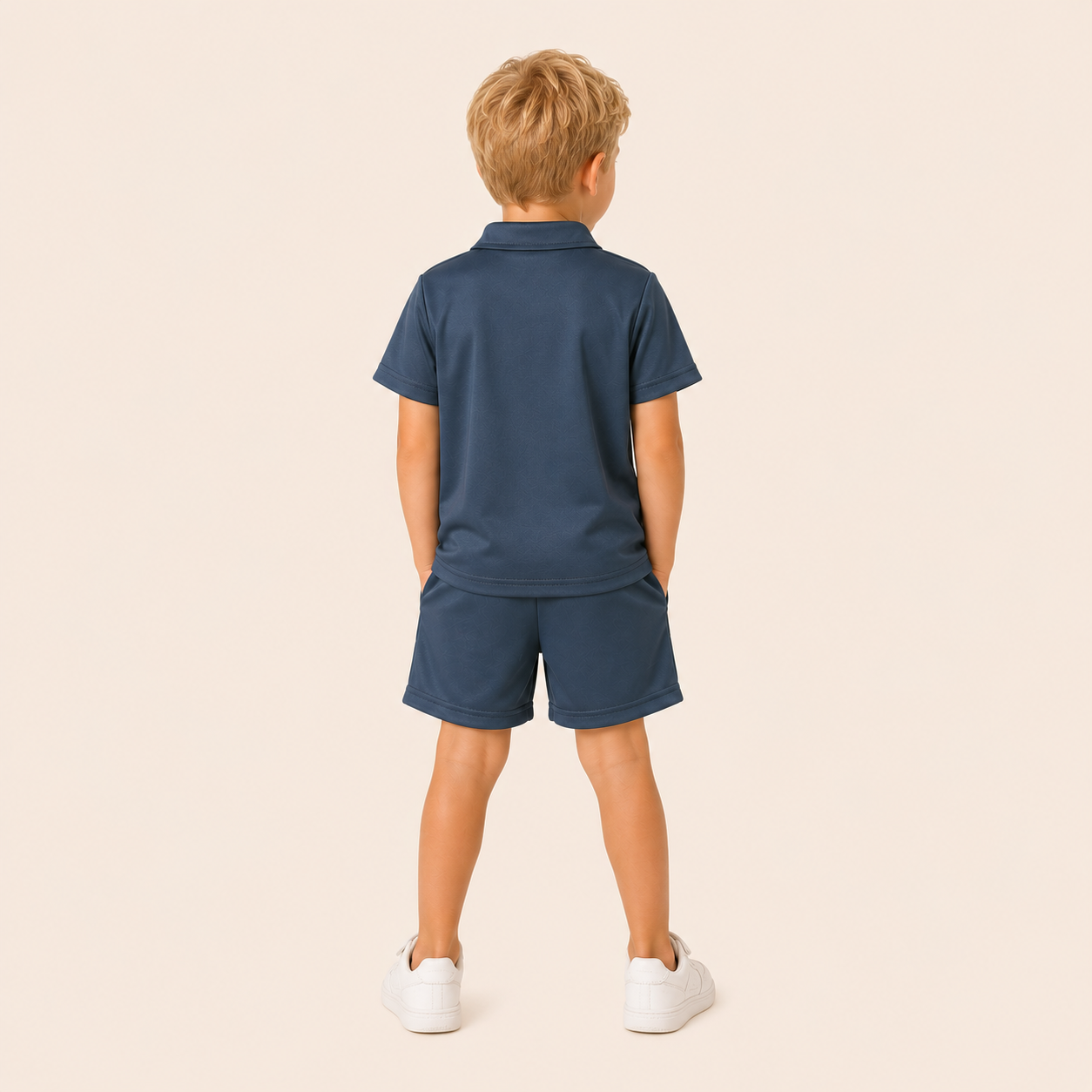 Jongens zomerset 2-delig – kleurblok polo met rits en shorts