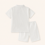 Jongens zomerset 2-delig – witte polo met rits en bijpassende shorts
