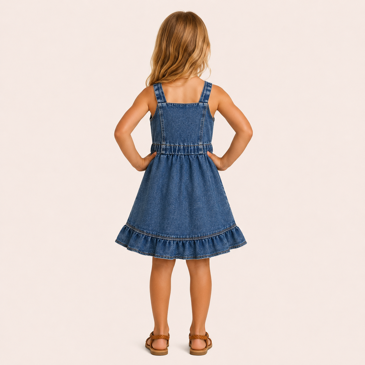 Meisjes denim zomerjurk