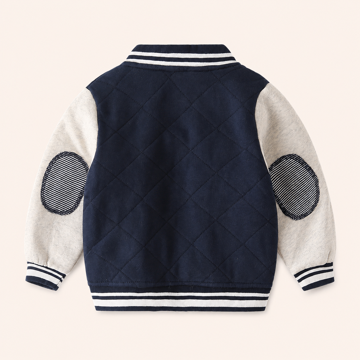 Jongens Baseballjack met Patchwork Mouwen | Marineblauw