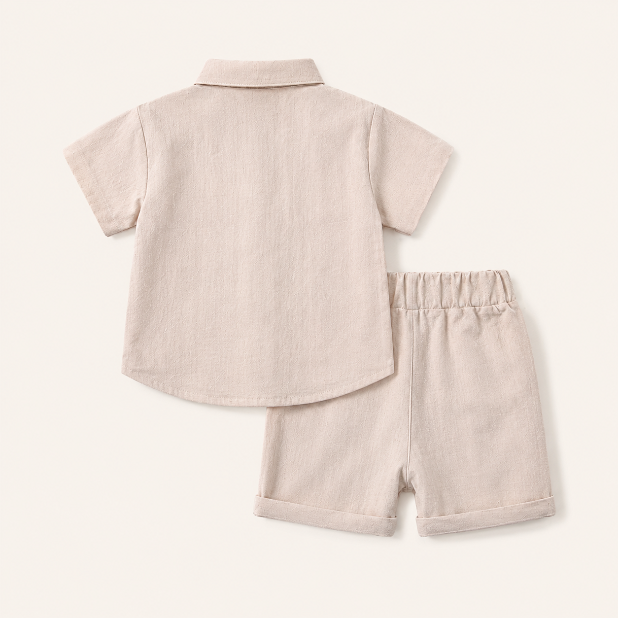 Jongens 2-delige zomerset met katoenen overhemd en shorts – Gebroken Wit