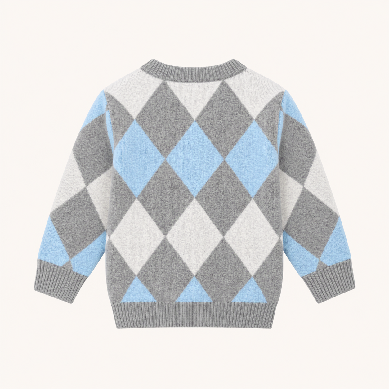 Jongens Trui met Ruitjes Jacquard | Ronde Hals