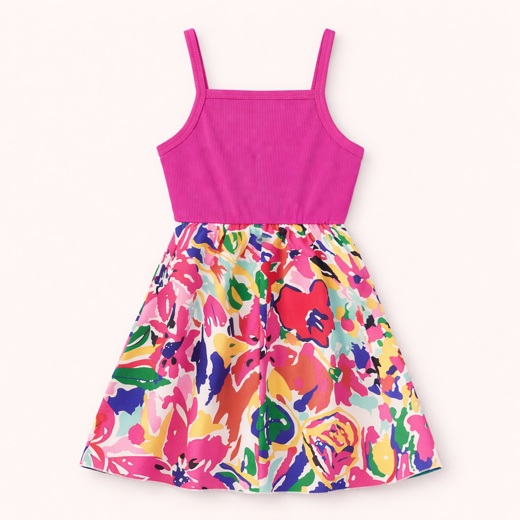Zomers & Stralend - Roze Meisjes Jurk met Graffiti Print