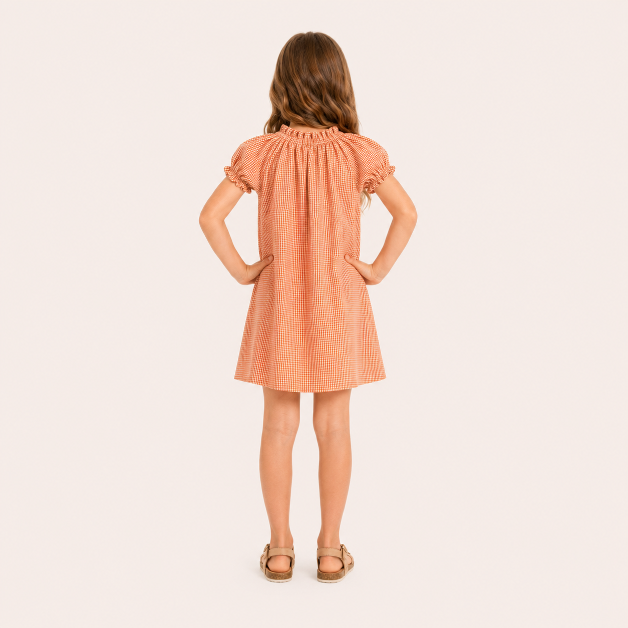 Jurk met wafelprint en Strikdetail