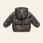 Meisjes Gewatteerde Jas met Luipaardprint en Fleece Voering