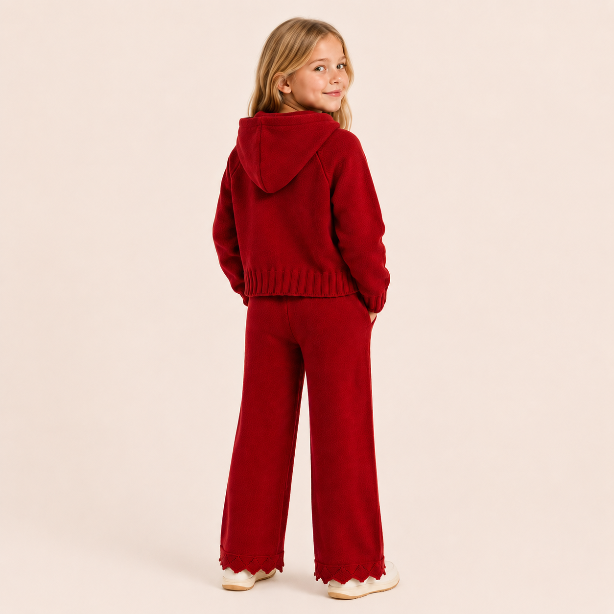 Meisjes Gebreide Trui-Set met Capuchon en Rits | 4 kleuren