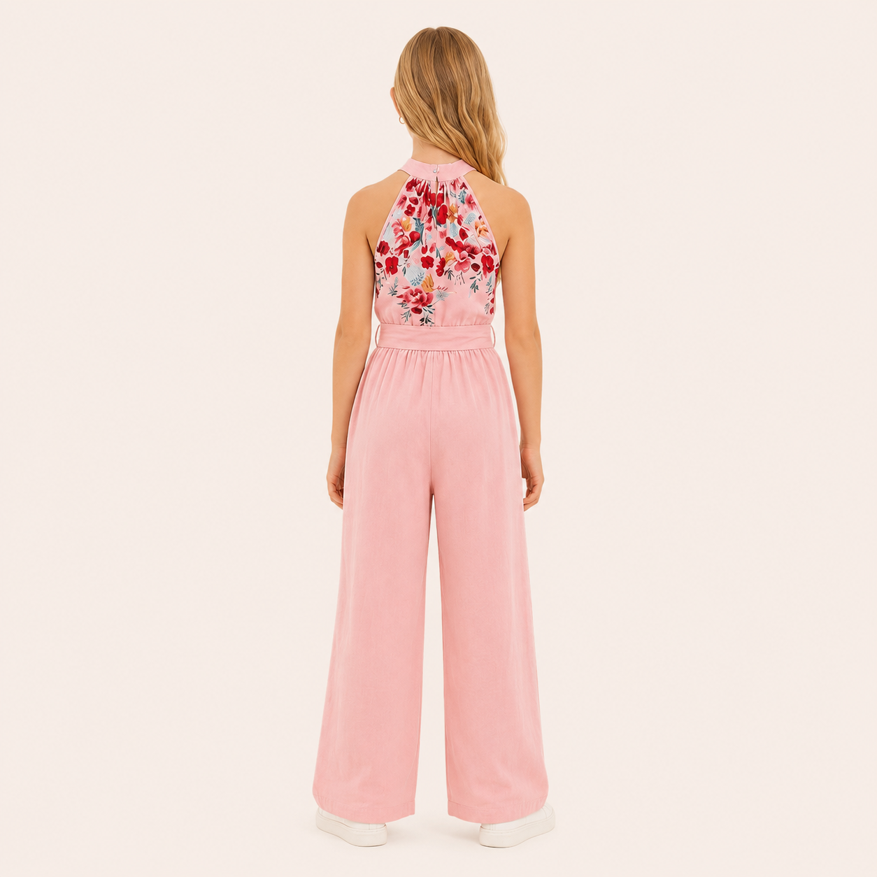 Meisjes Jumpsuit met Bloemenprint en Halternek
