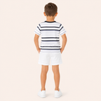 Jongens zomerset 2-delig – gestreept t-shirt met witte shorts