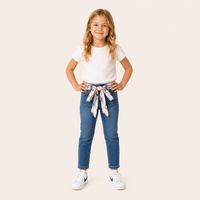 Meisjes Denim Jeans met Geprinte Sjaal Strik