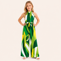 Jumpsuit met Tropische Print en Halternek