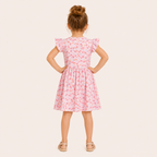 Meisjes Zomerjurk met Aardbei Print en Vlindermouwtjes | Roze