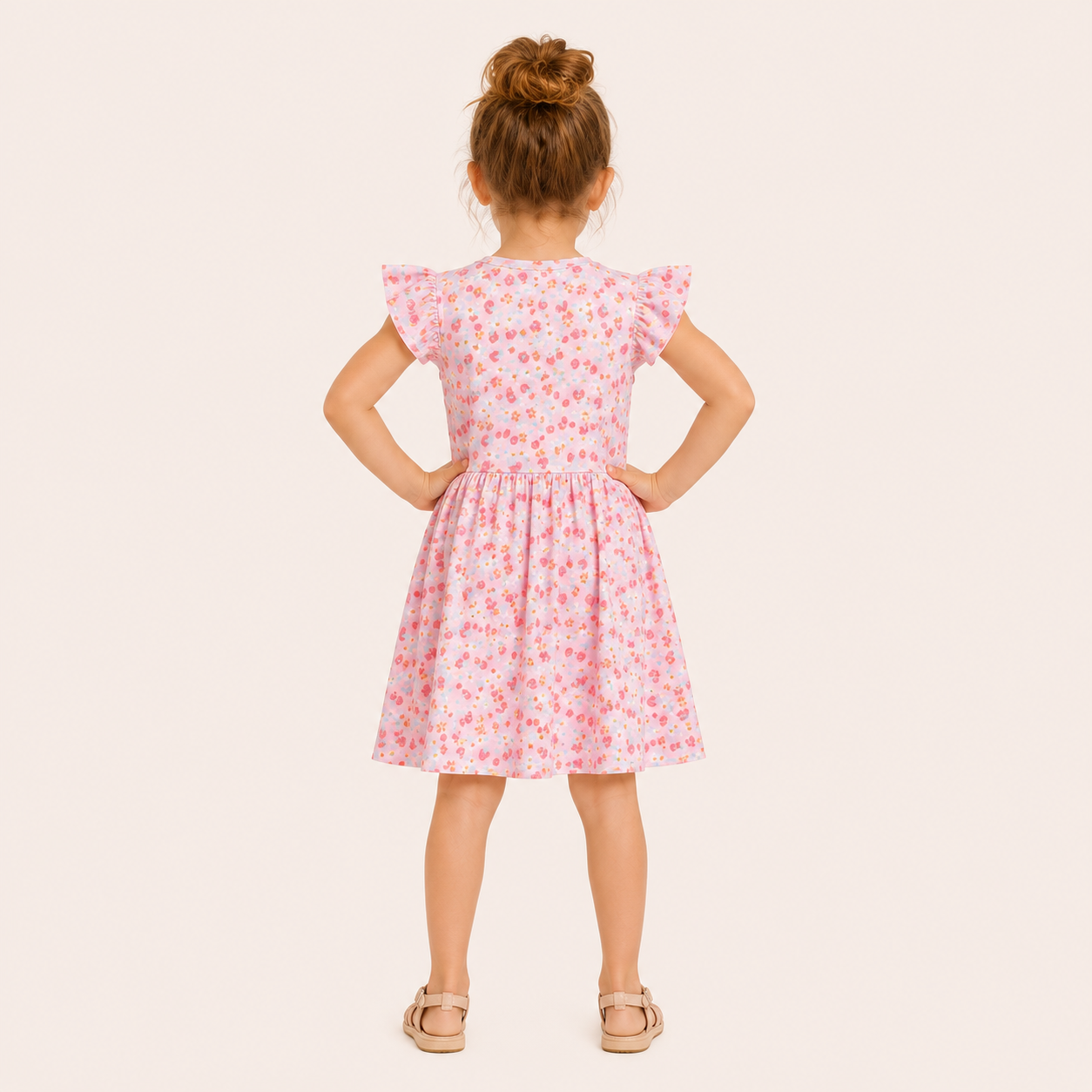 Meisjes Zomerjurk met Aardbei Print en Vlindermouwtjes | Roze