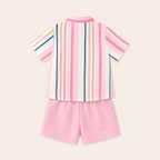 Jongens 2-delige gestreepte zomerset met overhemd en short