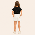 2-Delige Meisjesset met Kersen T-shirt en Witte Denim Short