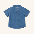Jongens Denim katoenen Overhemd met Staande Kraag