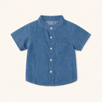 Jongens Denim katoenen Overhemd met Staande Kraag