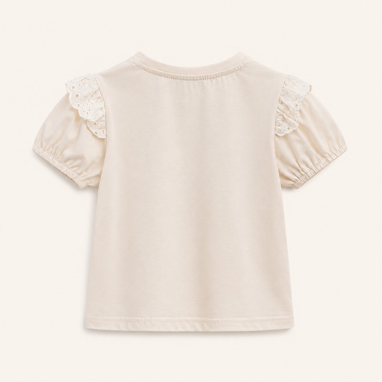 Meisjes T-shirt met Bloemenbordusel en Kanten Rand