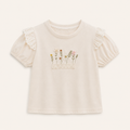 Meisjes T-shirt met Bloemenbordusel en Kanten Rand