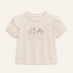Meisjes T-shirt met Bloemenbordusel en Kanten Rand