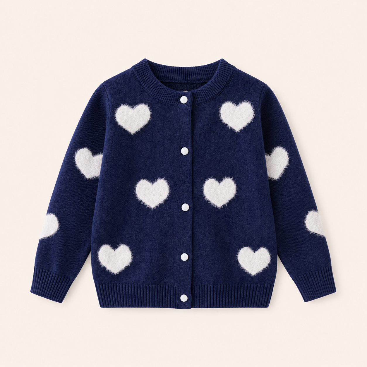 Meisjes Gebreid Vest met Hartjespatroon en Knoopjes | 4 kleuren