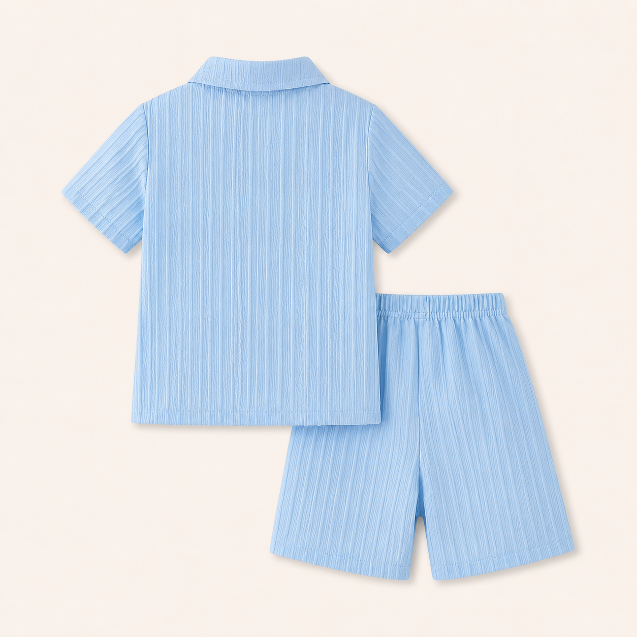 Jongens zomer outfit – 2-delige set met structuur shirt en short