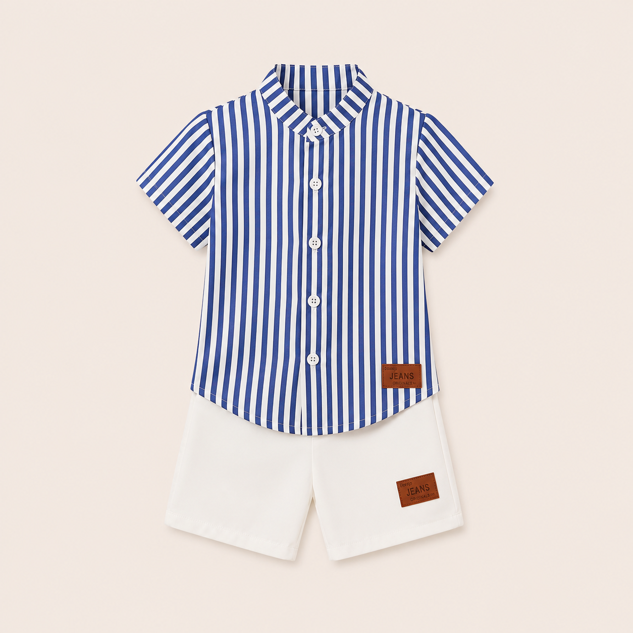 Jongens 2-delige zomerset met gestreept overhemd en shorts |3 kleuren