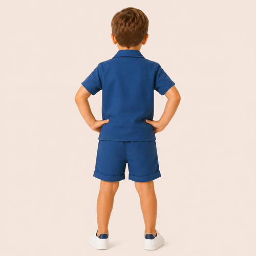 Jongens 2-delige Katoenen Zomerset met Overhemd en Short