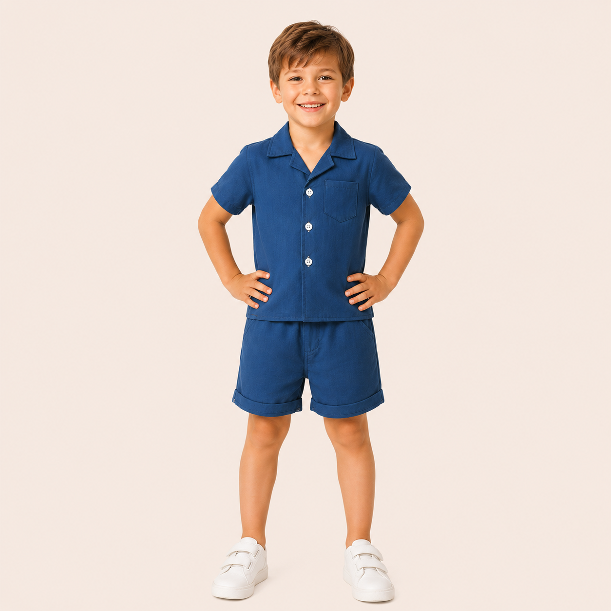 Jongens 2-delige Katoenen Zomerset met Overhemd en Short