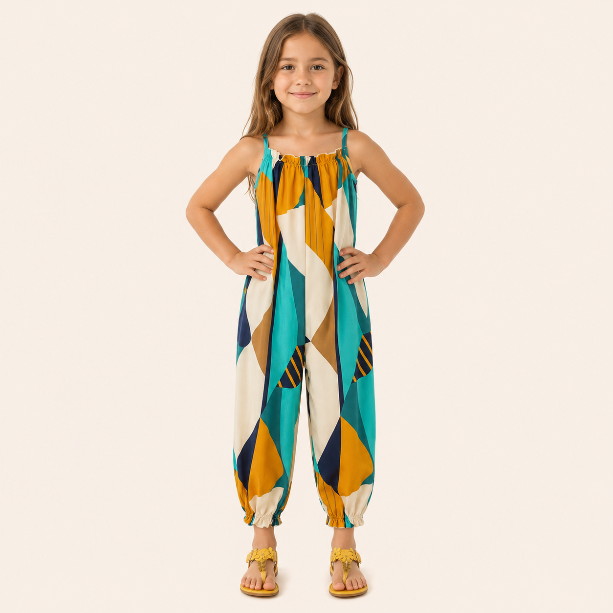Jumpsuit met Geometrische Print en Spaghettibandjes