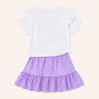 Meisjes 2-delige set met ruffle t-shirt en bloemetjesrok