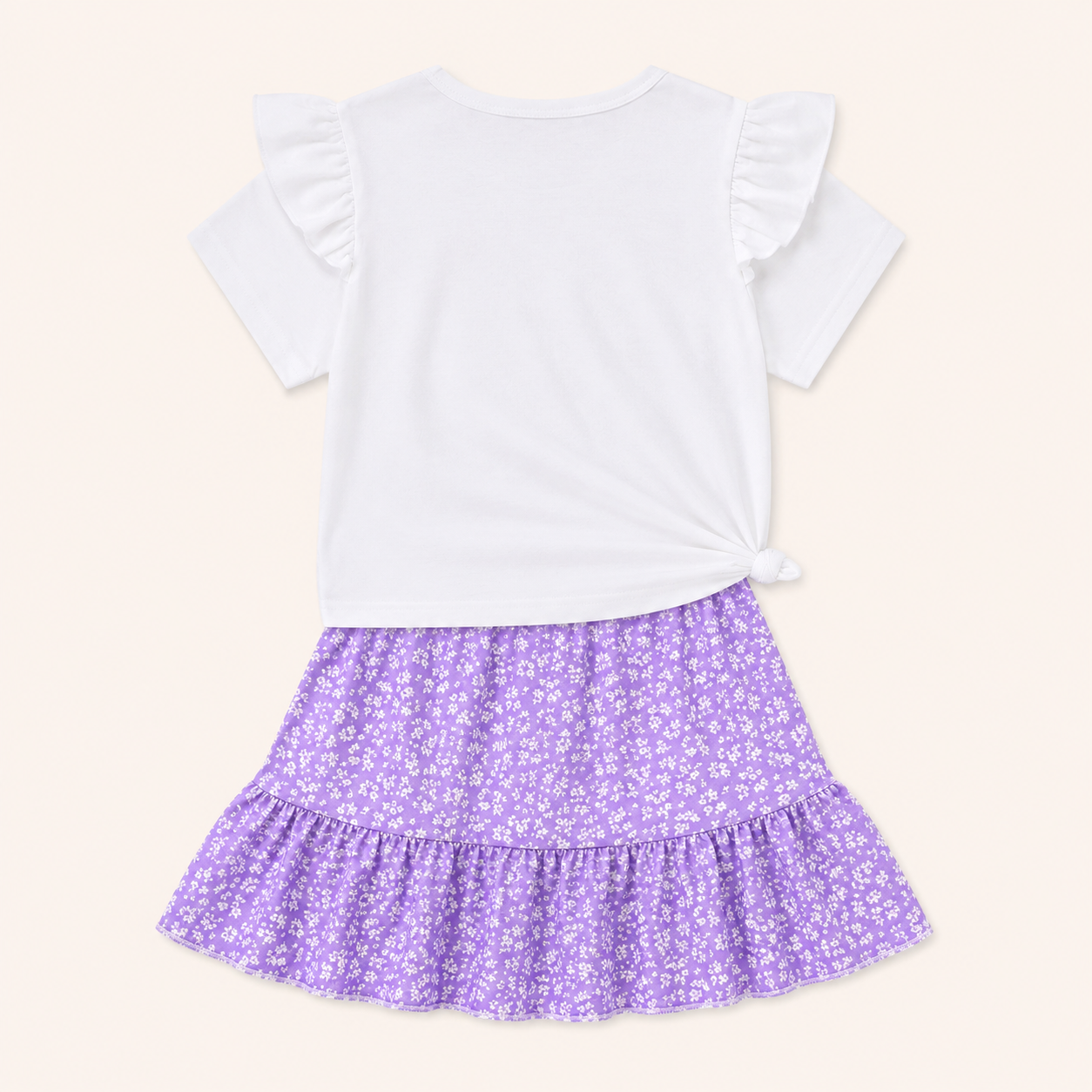 Meisjes 2-delige set met ruffle t-shirt en bloemetjesrok