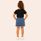 Stoere Set met Luipaardhart T-shirt en Denim Rok voor Meisjes