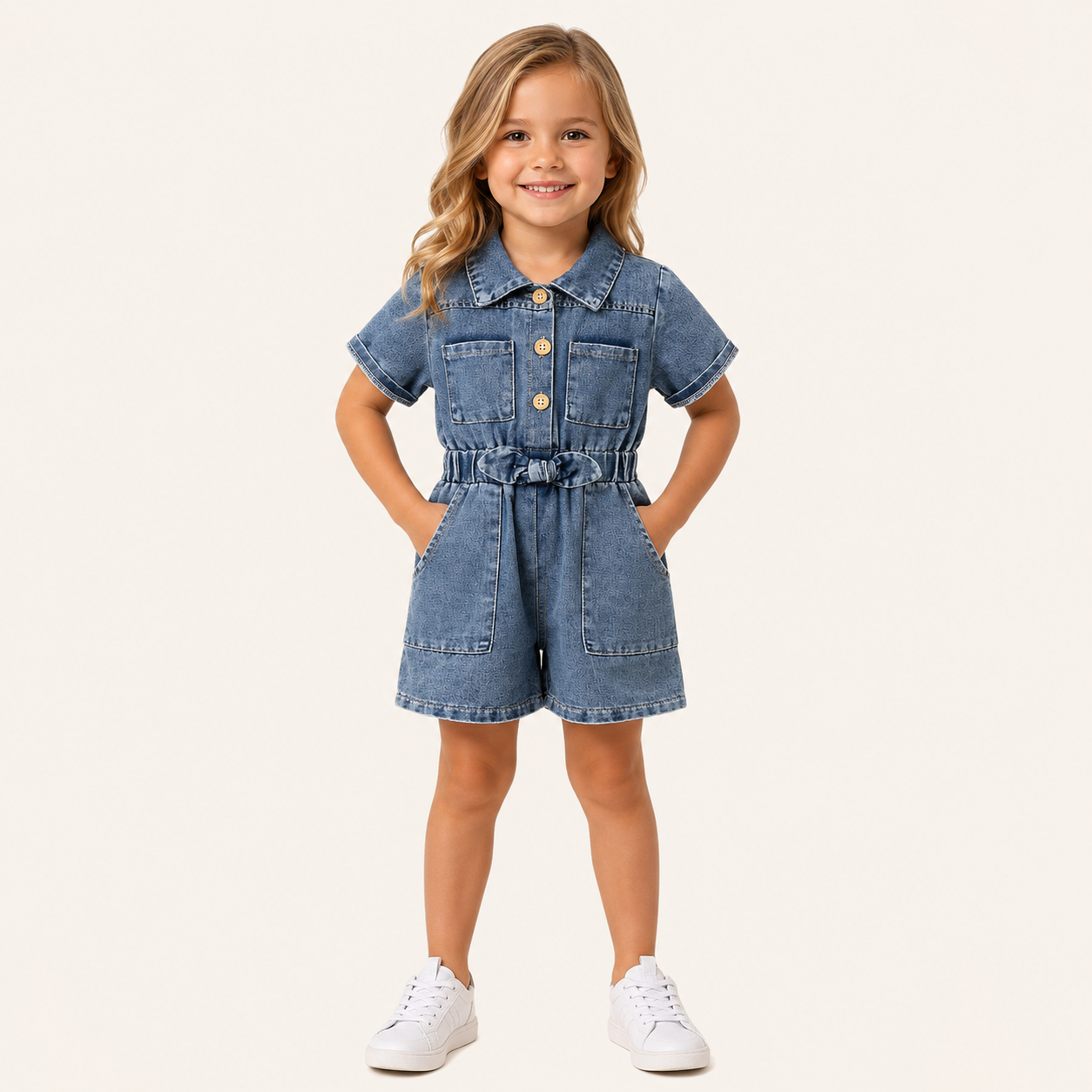 Stoere Denim Jumpsuit met Short voor Meisjes