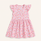 Meisjes Zomerjurk met Aardbei Print en Vlindermouwtjes | Roze