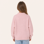 Meisjes Wollen Coltrui Lichtroze - model achterkant