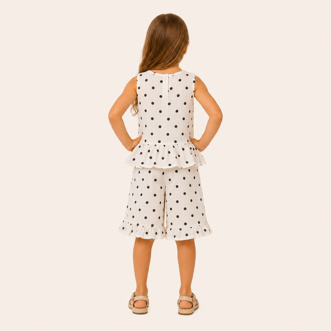 Meisjes 2-delige  katoenen polkadot Set met Topje en Short