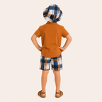Jongens 3-delige zomerset met overhemd, short en zonnehoed